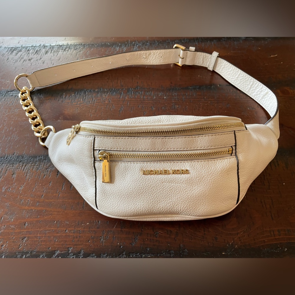 ATH Michael Kors White Mott belt bag pebbled genuine leather GEC
